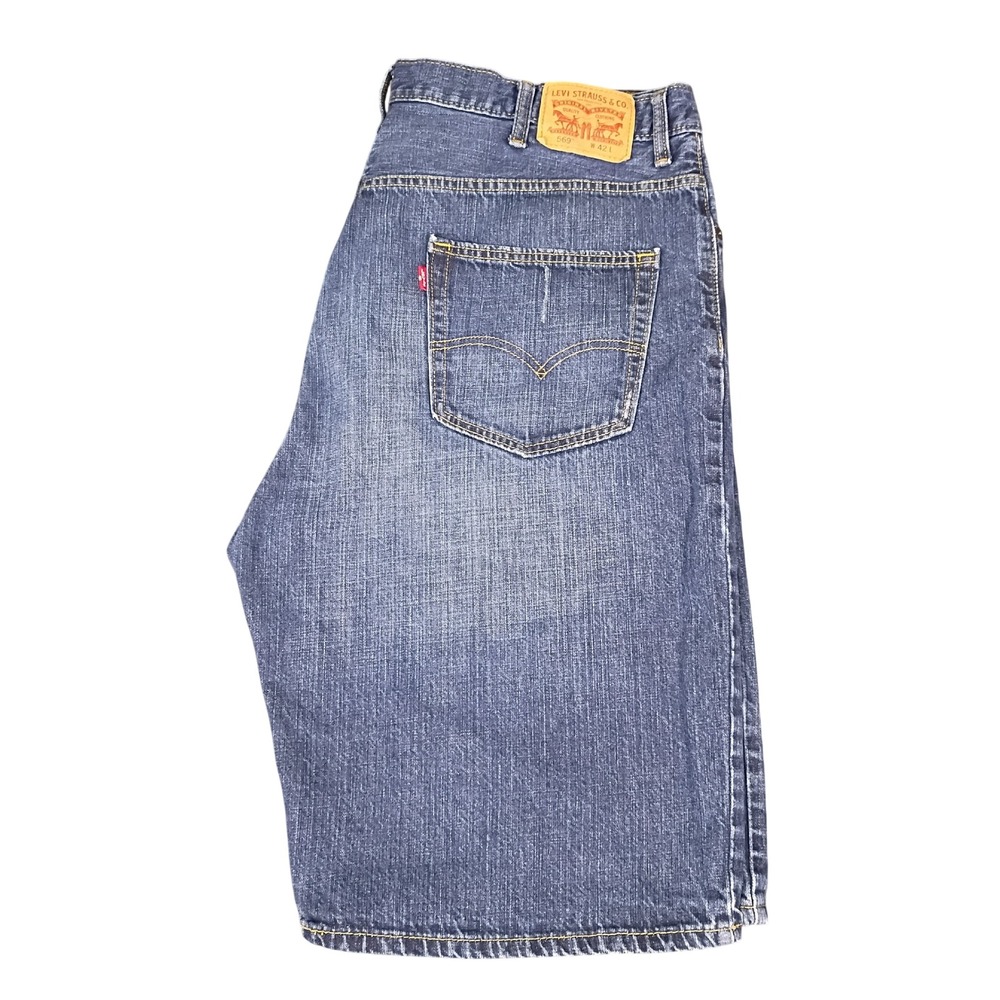 Levis 569 Loose Straight Denim Shorts Mens 42 Blue Medium Wash Jean 35569-0016